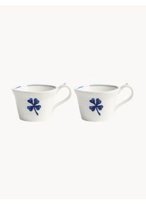 &k Amsterdam Ręcznie wykonany kubek Anouk, 2 szt. Biały, Niebieski Porcelana Ø 11 x W 8 cm, 250 ml