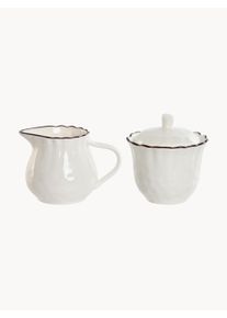 Detall Item Komplet cukiernicy i dzbanka do mleka z porcelany Morn, 2 elem. Brązowy, Biały Porcelana Różne rozmiary