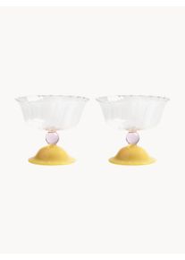 &k Amsterdam Taças de champanhe em vidro de borosilicato artesanal Tulip, conjunto de 2 Transparente, Amarelo Vidro Ø 13 x Alt 11 cm, 300 ml