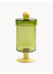 &k Amsterdam Handmade Tall Glass Storage Jar Duo Green, Yellow Glass Ø 12 x H 27 cm