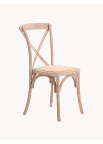Garpe Interiores Krzesło z drewna brzozowego z rattanowym siedziskiem Aydan, 2 szt. Brązowy, Biały S 50 x G 52 cm