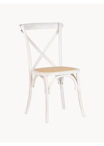 Garpe Interiores Komplet krzeseł z drewna brzozowego z rattanowym siedziskiem Aydan, 2 elem. Biały Włókna naturalne, Rattan S 44 x G 42 cm