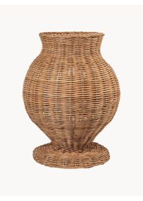 Broste Copenhagen Wazon Ama, W 35 cm Brązowy Rattan Ø 28 x W 35 cm