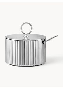 Georg Jensen Açucareiro em aço inoxidável com colher Bernadotte Prateado Metal Ø 8 x Alt 5 cm