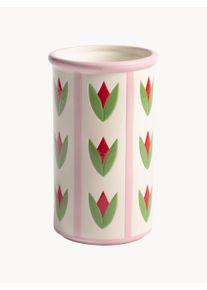 &k Amsterdam Handmade Vase Patch, H 20 cm Hvid, Rosa Keramik Ø 12 x H 20 cm