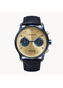 deTomaso Men's Watch - Dark Blue Gold - Chronograph, case made of surgical steel, sapphire-hardened mineral glass, Leather Strap, 42mm diameter, Japanese