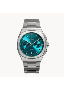 deTomaso Men's Watch - Silver Green- Chronograph, case made of surgical steel, sapphire-hardened mineral glass, metal strap, 42mm diameter, Japanese quartz