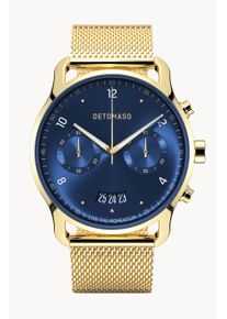 deTomaso Men's Watch - Gold Blue - Chronograph, case made of surgical steel, sapphire-hardened mineral glass, Mesh Strap, 42mm diameter, Japanese quartz