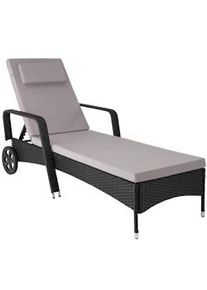 TecTake lettino prendisole Cassis in alluminio e rattan - nero - 404238