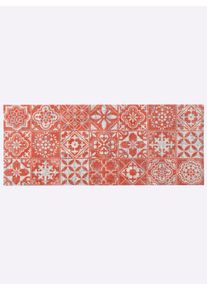 wash+dry by Kleen-Tex unisex Voetmat in terra/wit ,maat 50x70 cm - rechthoekig, Witt, 100% Polyamide. Achterzijde: 100% Elastiek