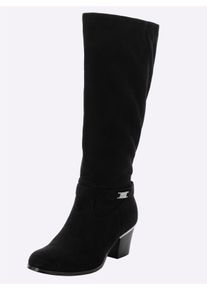 sheego Dames Wijde laars in wildleerlook in zwart ,maat 37, Witt, 100% Microvezel