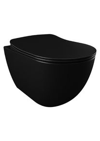 Creavit WC Set schwarz matt Hänge WC mit Bidetfunktion und Softclose
