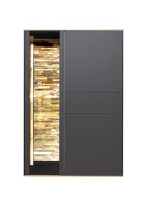 M&auml;usbacher M&auml;usbacher, Highboard Faro Highboard B 101 cm, inkl.Beleuchtung, Push to open Funktion, anthrazit matt lack / asteiche, B/H/T: 101 cm x 147 cm x 42 cm