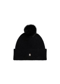 Tommy Hilfiger, Damen, Bommelm&uuml;tze &raquo;POM POM BEANIE&laquo; Regular fit mit Bommel, Black, Black, Bommelm&uuml;tze von Tommy Hilfiger
