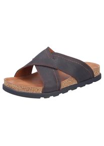 Rieker , Pantolette, Sommerschuh, Strandschuh, Hausschuh mit Fußbett , dunkelbraun , 42 , 42 , Pantolette mit überkreuzten Bandagen