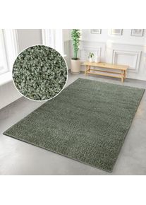 my home, Hochflor-Teppich &raquo;Shaggy 30&laquo; rechteckig 30 mm H&ouml;he Teppich, Uni Farben, besonders weich und kuschelig, Kundenliebling, gr&uuml;n, Kunstfaser, B : 