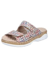 Rieker , Pantolette, Sommerschuh, Klettschuh, Hausschuh, Schlappen mit genopptem Fußbett , multicolor , 36 , 36 , Pantolette mit buntem Druck und...