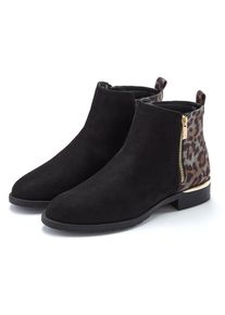 Lascana , Stiefelette »Ankle Boots, Stiefel« mit Leo-Print VEGAN , schwarz/leo , 42 , 42 , Mit modisch gemustertem Leo-Print