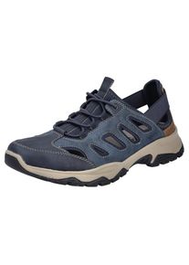 Rieker , Slip-On Sneaker, Schlupfschuh, Trekkingschuh, Outdoorschuh mit Gummizug , jeansblau-braun , 45 , 45 , Sneaker mit seitlichen Lochungen für...