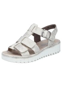 Rieker , Plateausandale, Riemchensandale, Sommerschuh, Sandalette mit Klettriemchen , hellbeige , 37 , 37 , Sandale im dezenten Metallic-Look