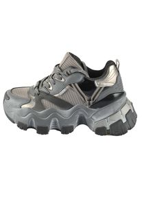 Buffalo, Damen, Plateausneaker &raquo;NORION&laquo; , Chunky Sneaker, Freizeitschuh, Schn&uuml;rschuh mit Plateausohle, grau-silberfarben, 39, grau-silberfarben, 