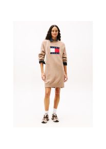 Tommy Jeans , Strickkleid »TJW FLAG SWEATER DRESS EXT« , Malted Milk , N-Gr , S (36) -N-Gr , S (36) , Feinstrickkleid von Tommy Jeans