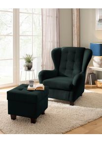 Home Affaire Ohrensessel »Alexander« incl. Hocker in grün, Größe B/H/T: 92 cm x 103 cm x 93 cm