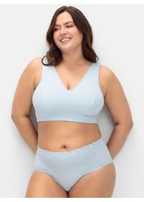 sheego Dames Beugelloze beha in bustiermodel, in set van 2 in marine + lichtblauw ,maat 100C, Witt, 95% Katoen, 5% Elastan