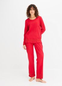 bonprix Dámska Pyžamo s decentnou čipkou, ružová, 44/46