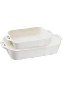 Zwilling Zestaw 2 prostokątnych półmisków ceramicznych STAUB 40511-921-0 - kość słoniowa, Auflaufform, Weiss