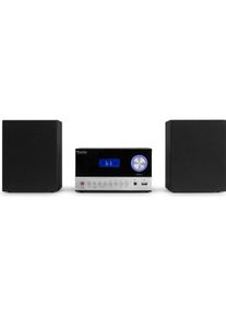 Audizio Toulon Micro-HiFi System (Bluetooth, CD Player, 1x 50 W), Stereoanlage, Schwarz, Silber