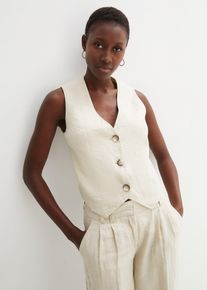Weste aus reinem Leinen, beige, Größe 52, Leinen, bonprix