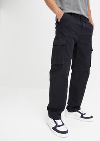 Loose Fit Cargohose aus robustem Baumwollstretch Straight, schwarz, Gr&ouml;&szlig;e 48, mit Baumwolle, bonprix