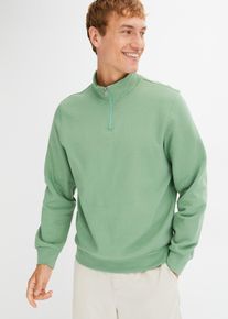 Sweatshirt mit Troyerkragen, gr&uuml;n, Gr&ouml;&szlig;e 52/54 (L), mit Baumwolle, bonprix