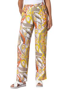 Damen Schlupfhose in weiter Form sonnengelb-ecru-bedruckt Gr&ouml;&szlig;e 54