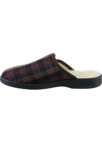 Herren Pantoffel gef&uuml;ttert oder ungef&uuml;ttert braun-kariert Gr&ouml;&szlig;e 42