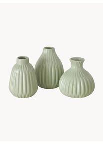 Boltze Komplet wazonów z porcelany Esko, 3 elem. Zielony Porcelana Komplet z różnymi rozmiarami