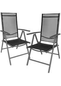 TecTake 2 sedie da giardino in alluminio pieghevoli - nero/antracite - 401633