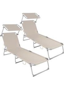 TecTake 2 lettini prendisole, regolabili in 4 posizioni - beige - 400691