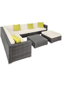 TecTake Set lounge da giardino Marbella con telaio in alluminio - grigio - 403838