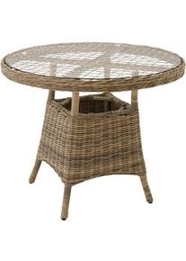 TecTake Tavolo da giardino in alluminio con lastra in vetro 91 x 73,5 cm - naturale - 403640