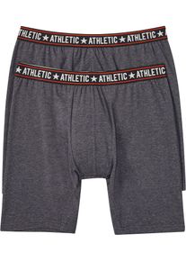 Långa boxershorts med bomull (2-pack) - grå - storlek 6 (L) - bonprix