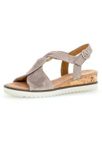 Gabor, Damen, Keilsandalette &raquo;GENUA&laquo; , Sommerschuh, Sandale, Keilabsatz, mit Metallic-Effekt, taupe, 36, taupe, Keilsandalette in Weite G (=weit)