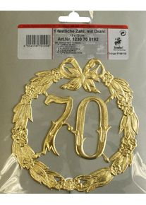Jubilæumsnummer 70 med trådguld 13 cm