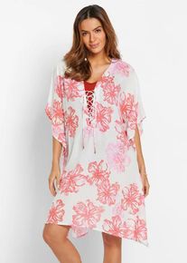 bonprix Prześwitująca tunika plażowa z dekoltem w serek, niebieski, 40/42