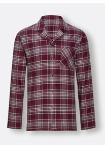 Herren Schlafanzug-Shirt in burgund-steingrau-kariert ,Größe 44/46, Witt, 100% Baumwolle