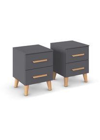 Rauch Nachttisch-Paar »Skandi« - 40x42x53cm - grau - Holz / Holz