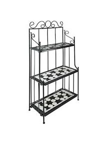 TecTake Estantería de metal con 3 estantes de mosaico negro/blanco - 402771