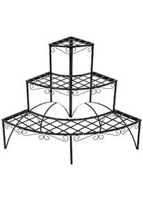 TecTake Estantería-soporte curva para maceteros con 3 niveles negro - 401712