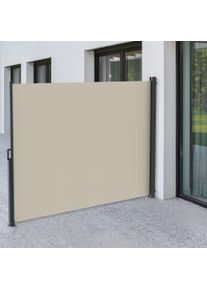 Seitenmarkise / Seitenzugmarkise 2000 | 1,6x3 m | Stoff: Uni, beige | Gestell: anthrazit | paramondo Vertikalmarkise / Sichtschutz ausziehbar